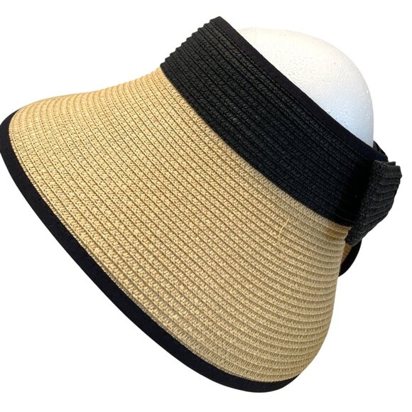 Foldable Packable Women's Travel Wide Brim Tropical Summer Beach Sun Visor Hat - Picture 1 of 11